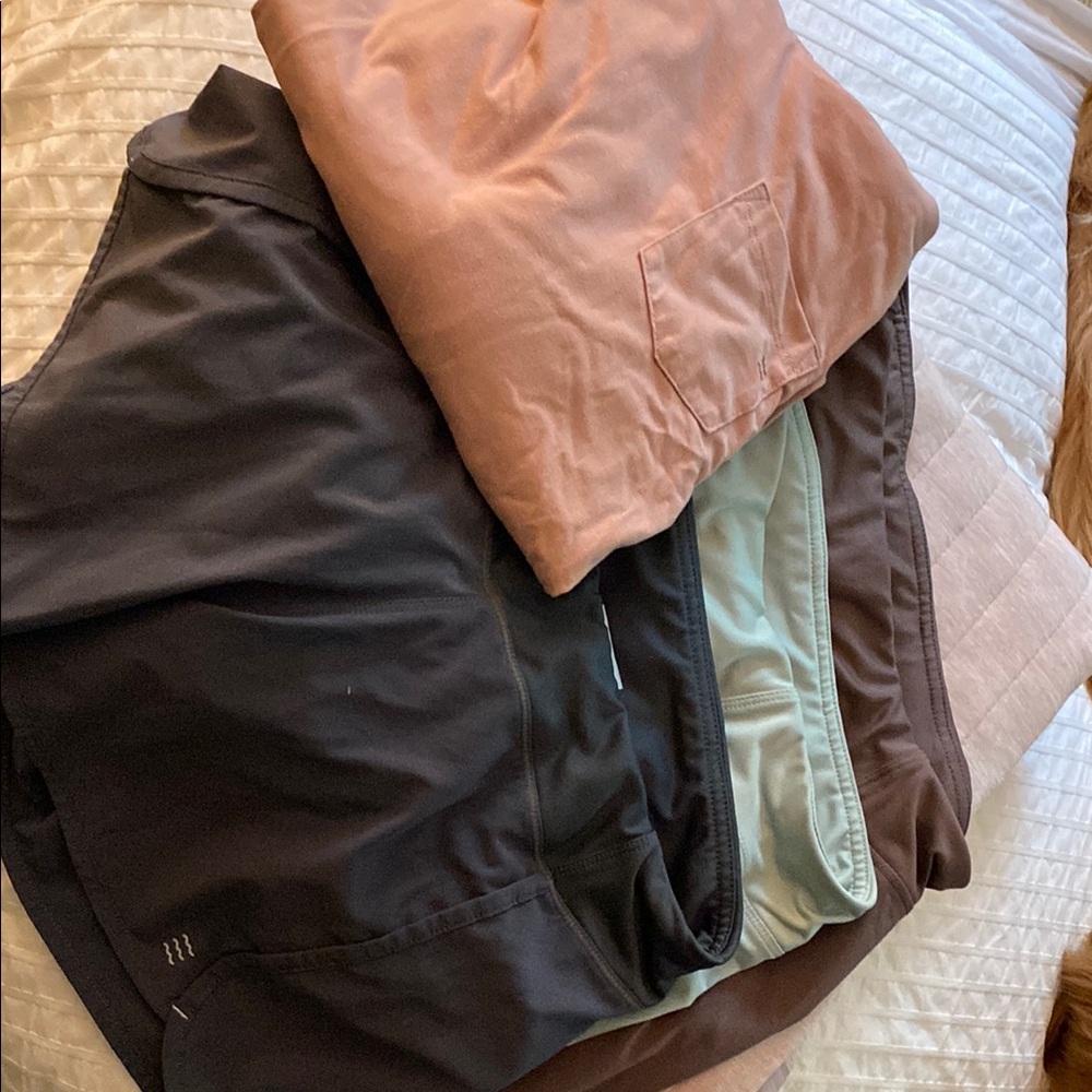 Assorted Free Fly Apparel Breeze Shorts and UPF 50 Shade shirt Collection